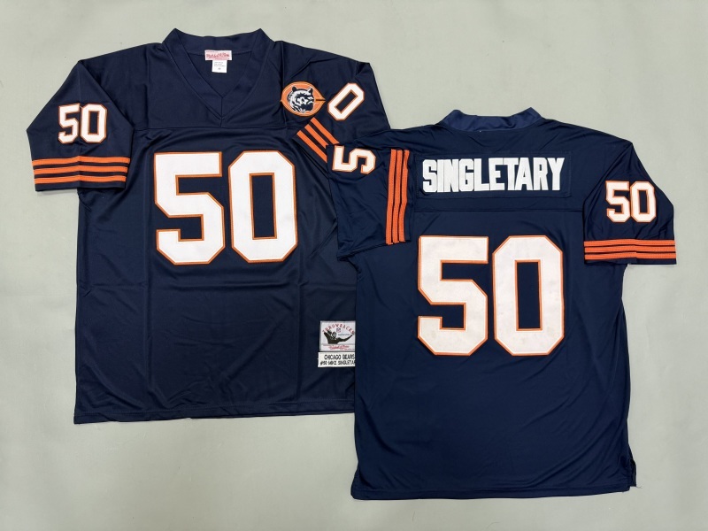 Men 2025 Nike Chicago Bears #50 Singletary Blue Throwback Limited NFL Jersey style 001